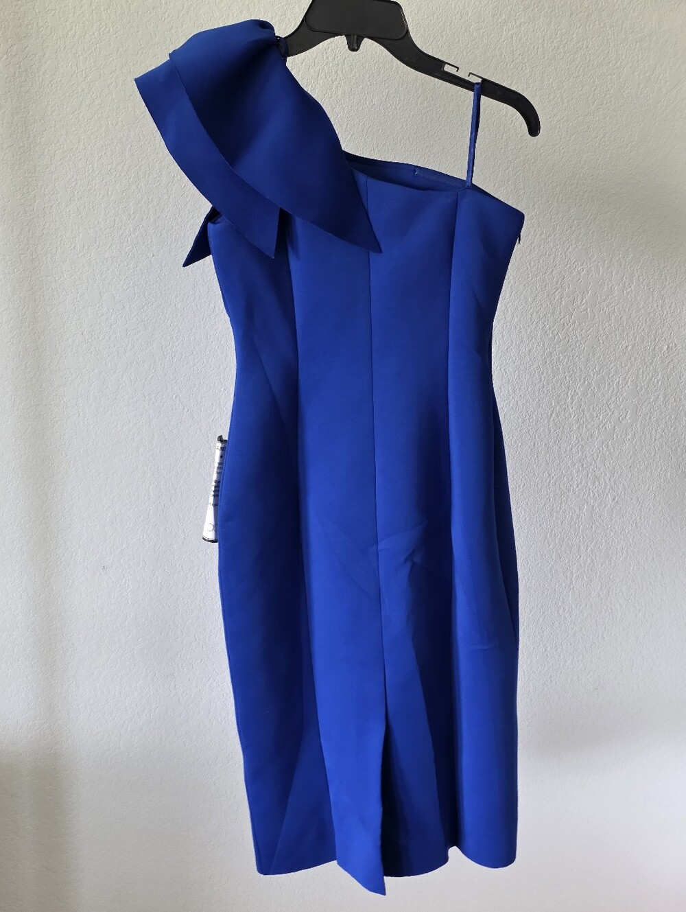 NWT Eliza J One Shoulder Ruffle Cocktail Dress Blue Size 2 Sheath Wedding Guest - Picture 6 of 9